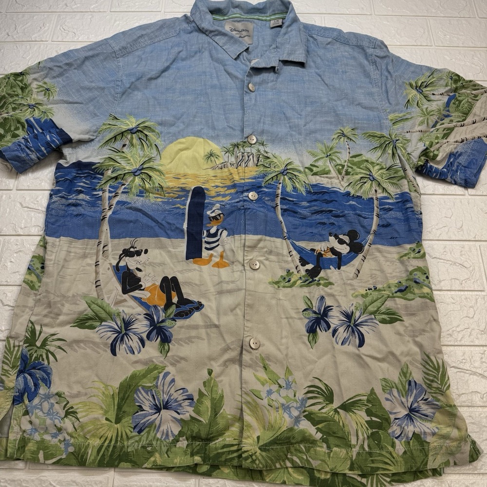Limited Edition Tommy Bahama (Disney Parks) 100% Silk Button Up Shirt - Size L